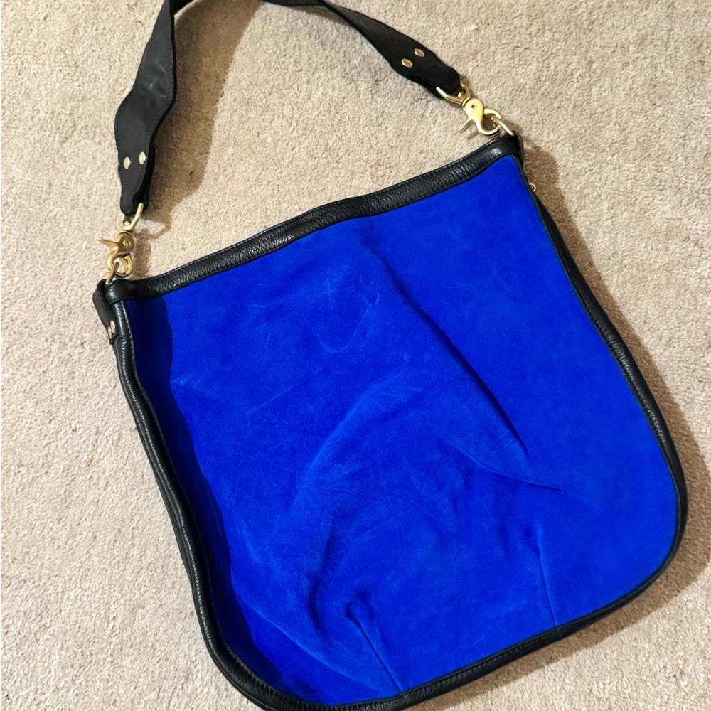 Clare V Electric Blue Suede Shoulder Bag
